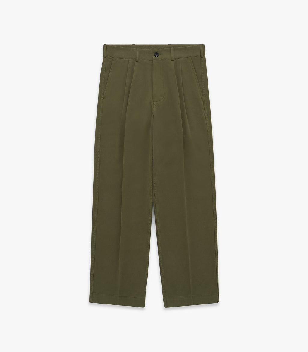 Canal Pleated Twill Cotton Pant